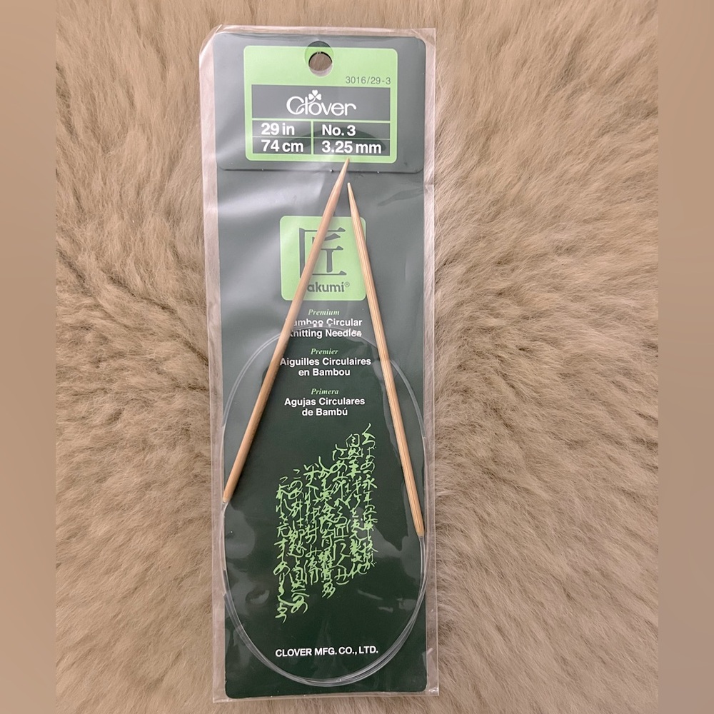 Japan Clover Takumi Bamboo Circular Knitting Needles 29" length US Size 3 3.25mm
